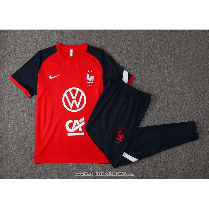 Tuta da Track Francia Manica Corta 2021 2022 Rosso